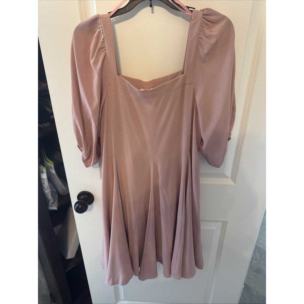 Women’s She + Sky Blush Babydoll Square Neckline Dress Size Medium Puff Sleeves